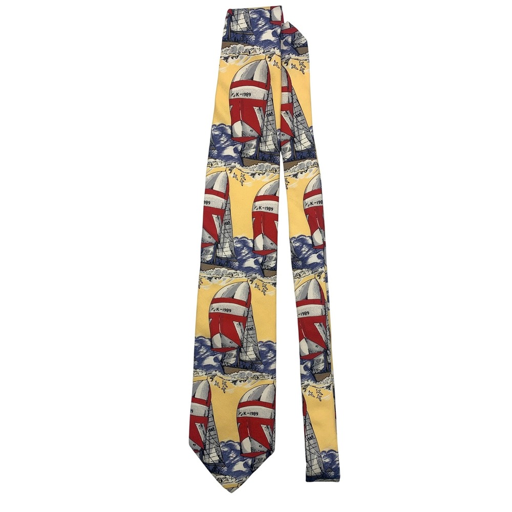 Lands'‎ End Nautical Sailboat Sailing Boating Silk Necktie Men's 57"L 3 1/2"W - Picture 2 of 6